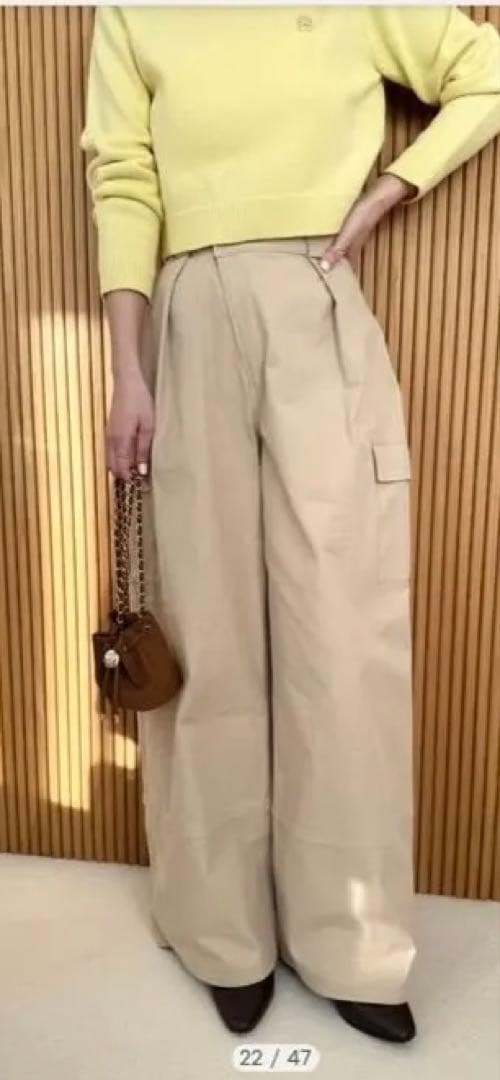 スナイデル　ベージュ ワイドパンツ サイドポケット付き