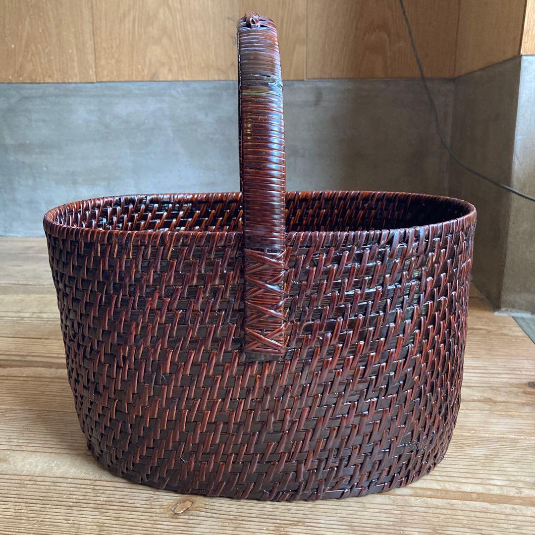 ⭐︎美品⭐︎未使用　天然素材　バスケット　かご　籐籠　竹籠　漆塗り　漆
