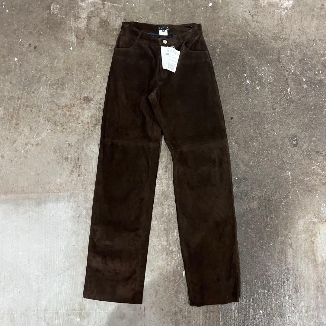 90's agnes.b lether pants スウェード　ブラウン　パンツ