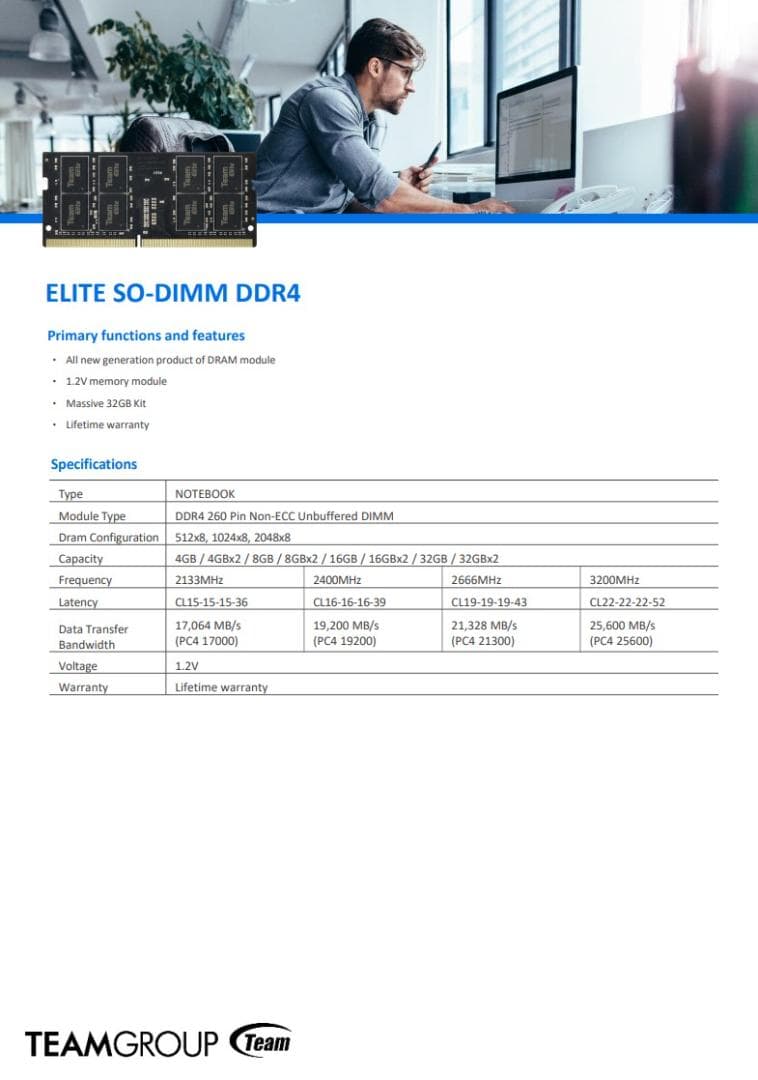 【即購入歓迎】TEAM DDR4 16GBx2 TED416G2666C19