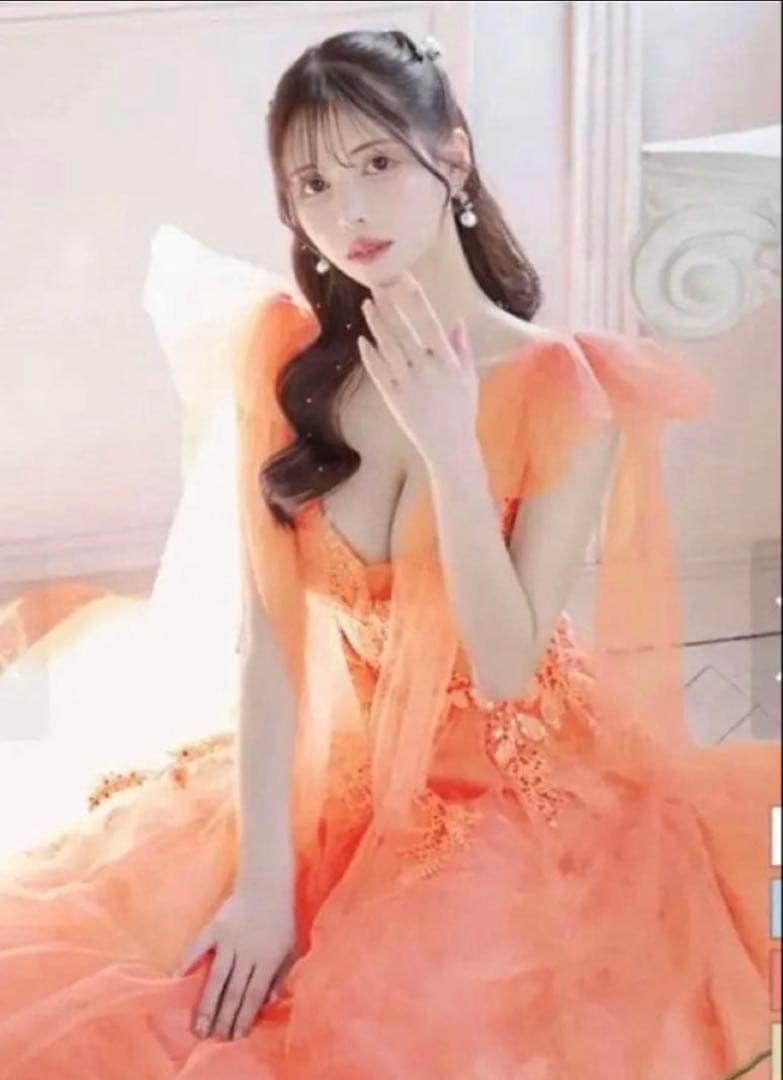 JEAN MACLEANジャンマクレーンショルダーリボン　オレンジ　M ドレス