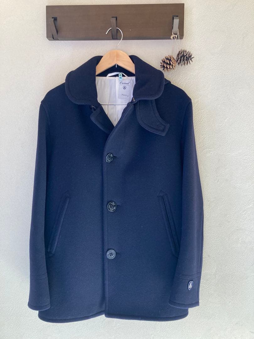 [美品]オーシバルネイビー フード付き ピーコートサイズ5(XL)
