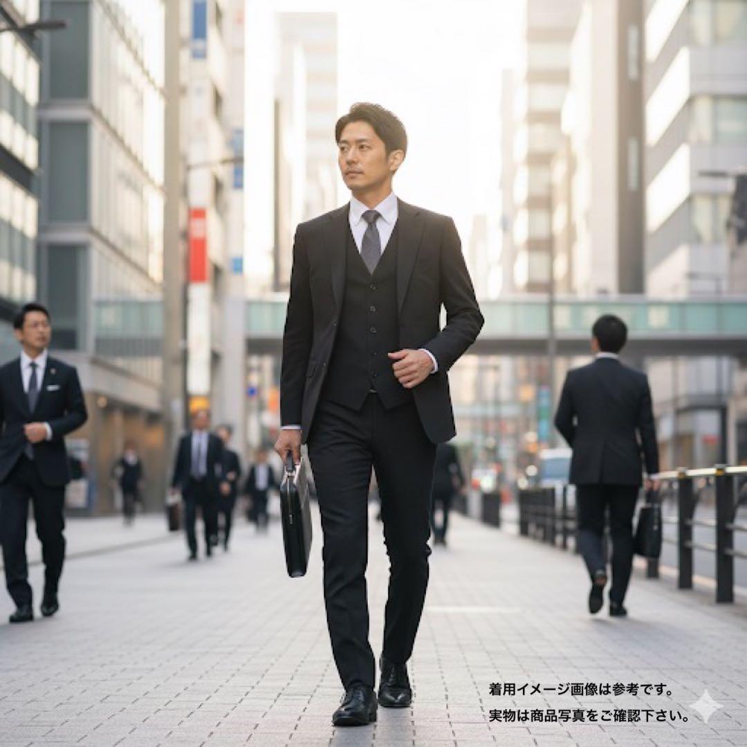 【美品】レミュー スリーピース スーツ セットアップ 洗える AB6 L 黒