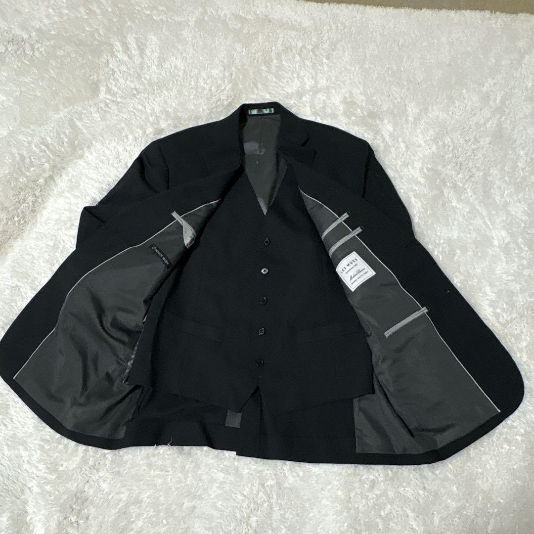 【美品】レミュー スリーピース スーツ セットアップ 洗える AB6 L 黒