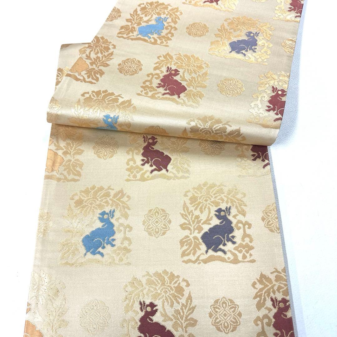 専用帯4809 4801 二点セット ●高級 正絹 全通 袋帯 花兎