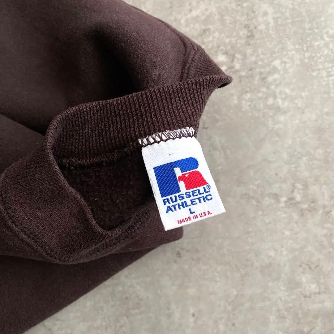 レアカラー次は早々ありません90sラッセル無地スウェットUSA製Lダークブラウン
