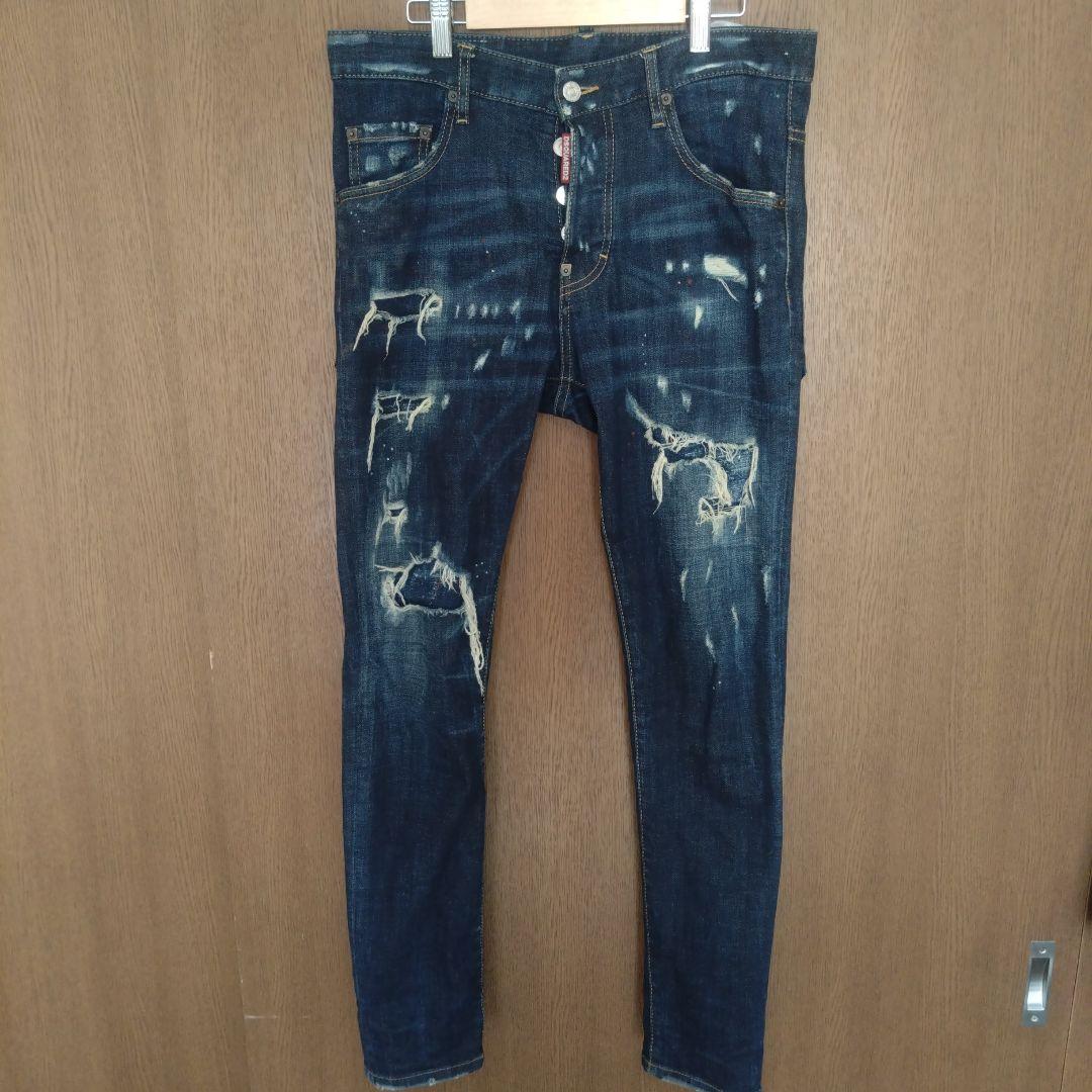 ディースクエアード　ダメージ加工スキニーデニム ダークブルー　サイズ46