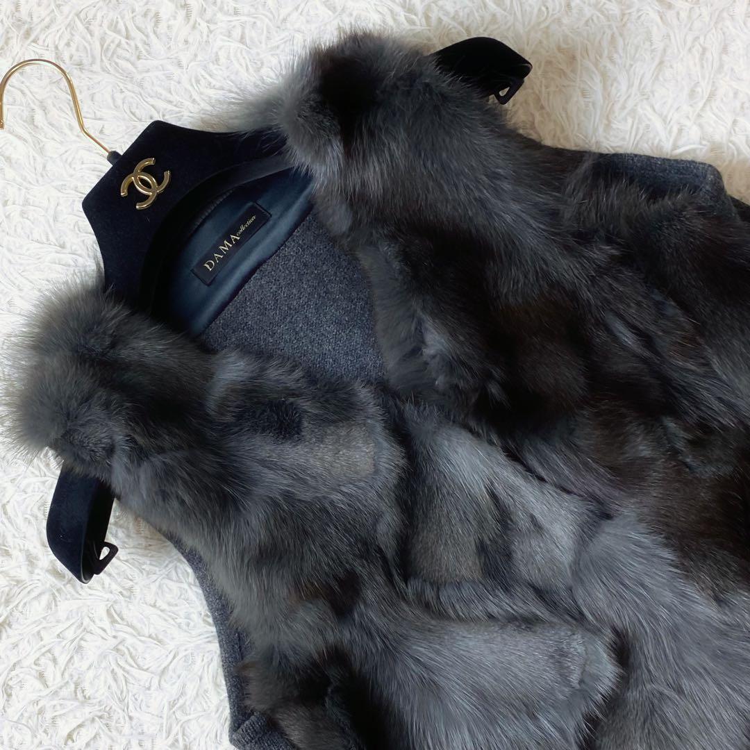 値下げ中1未使用級 ダーマコレクション 高級 フォックスファー ベスト グレー