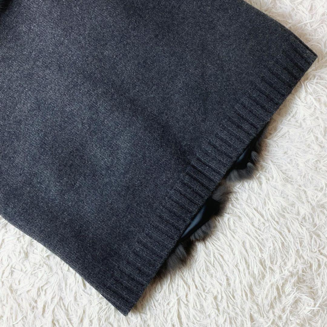 値下げ中1未使用級 ダーマコレクション 高級 フォックスファー ベスト グレー