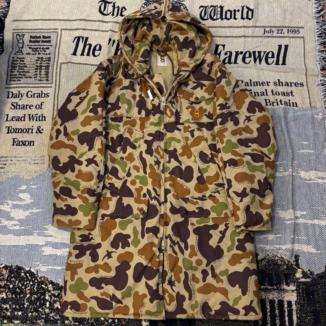 70s ダックハンターカモ 中綿 コート TALONジップ フーデッド ロング