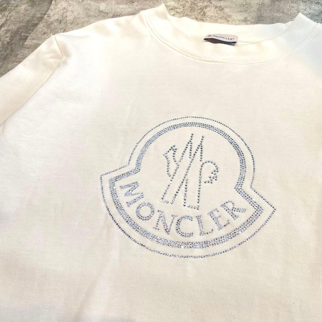 MONCLER モンクレール ロゴ ラインストーン スウェット ホワイト