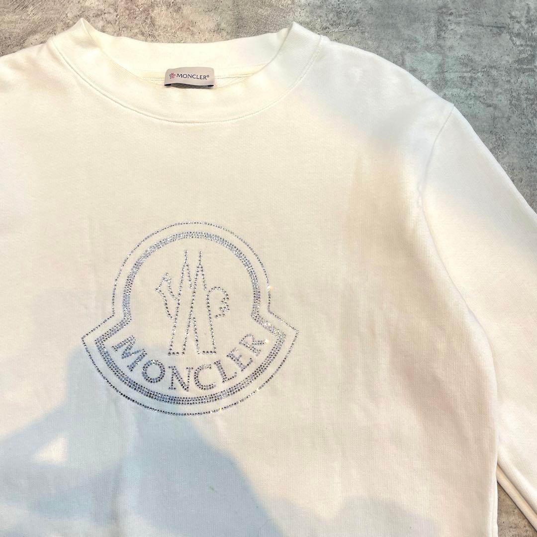 MONCLER モンクレール ロゴ ラインストーン スウェット ホワイト