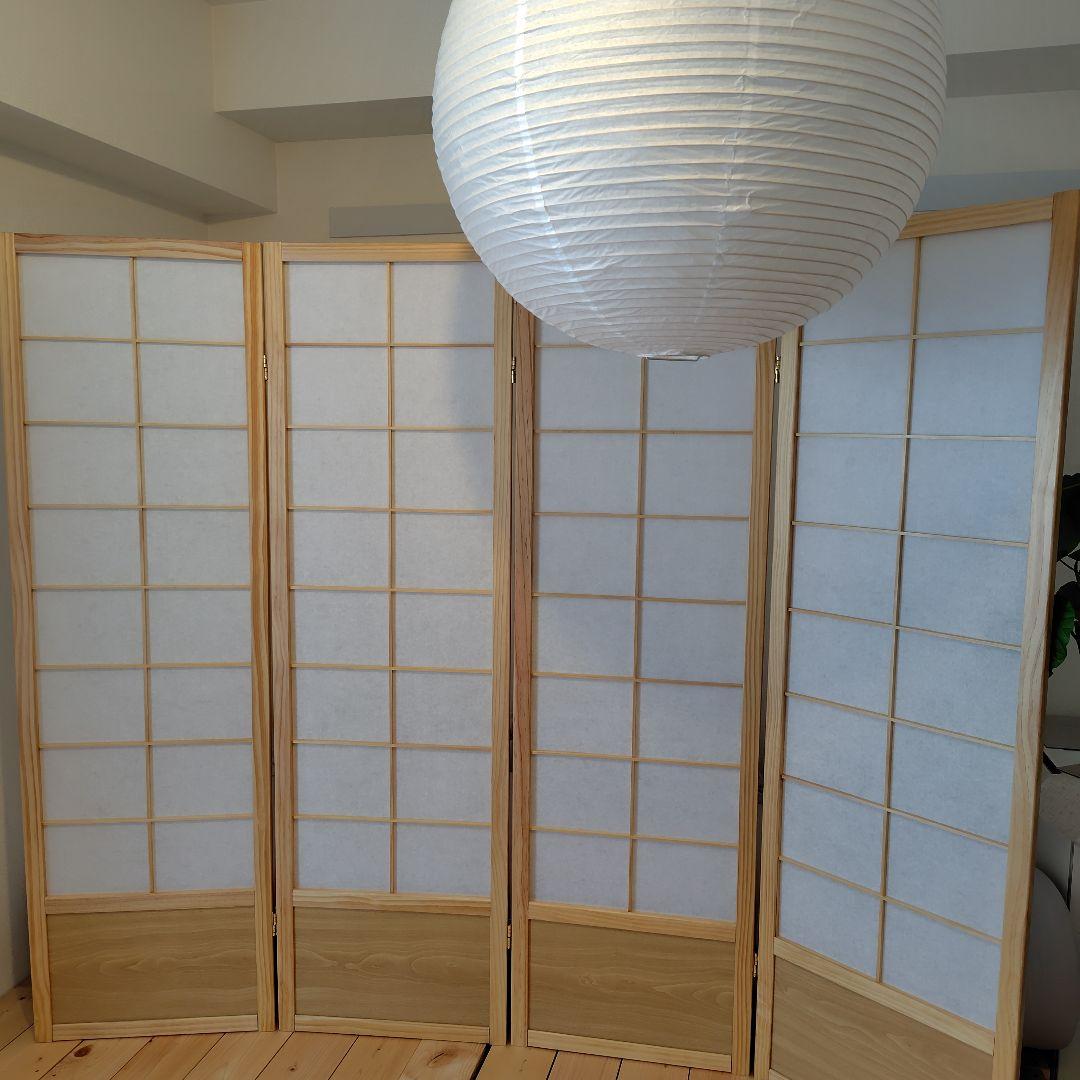 E*.様 木製和風パーテーション 4連　障子　高さ150cm　ジャパンディ　和モ