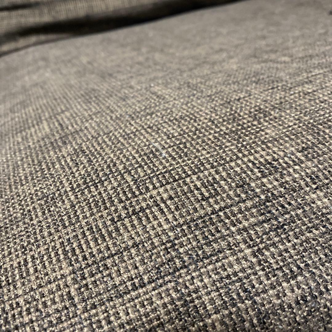 ぺ〜　ブラウン×ブラック レザー調　ファブリック　L字型 3人掛けソファ