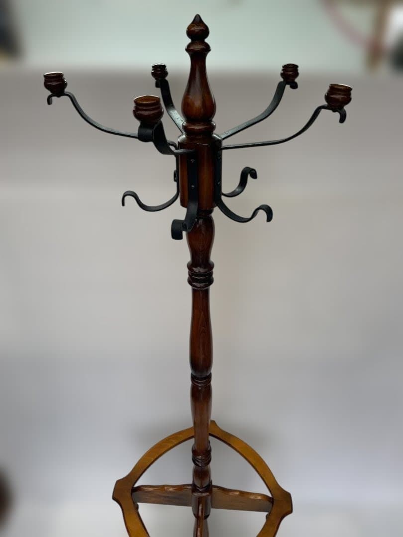 カリモク　コロニアル　アンティーク　ポールハンガー　傘立て　09c84