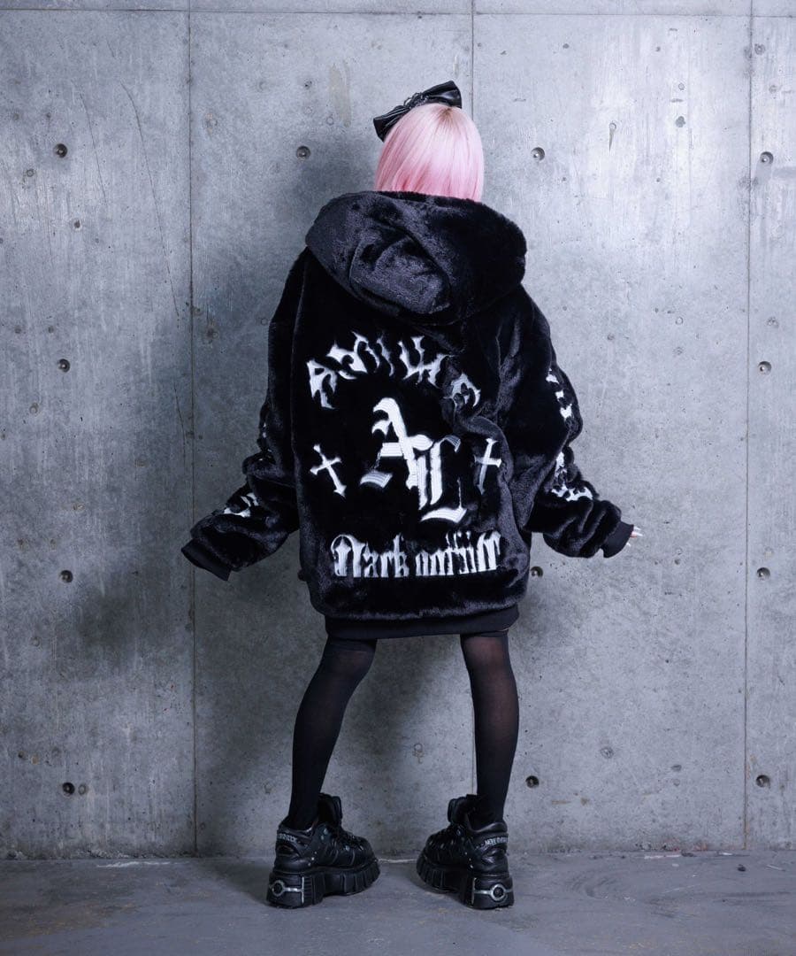 Amilige アミリージュ ロゴ刺繍ファーZIPコート アウター