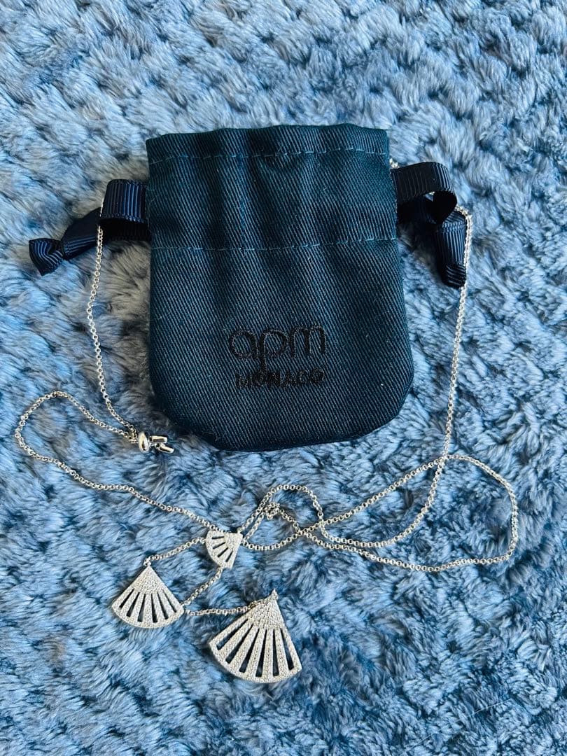 APM スカラップ ロングネックレス 調節可能ネックレス セーター チェーン