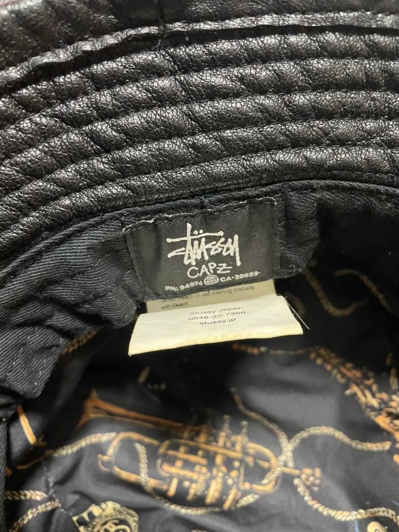 Stussy バケットハット ポークハット　リアルレザー　ブラス　ステューシー