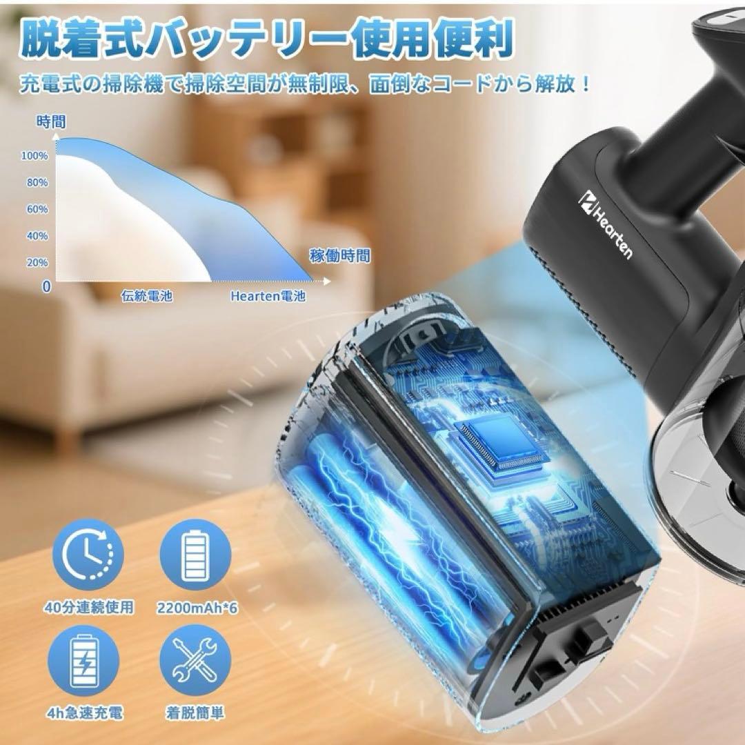 コードレス掃除機 3段吸引力モード LED電量表示 スティックそうじき 大容量