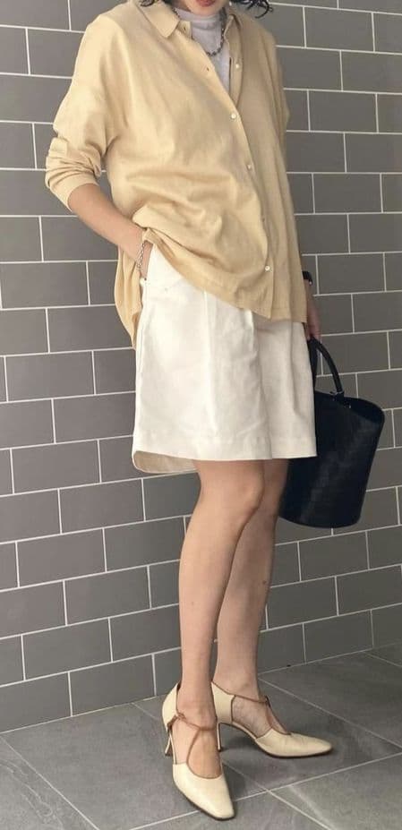 美品★SHINZONE コットンリネン ショートパンツ 36 ホワイト