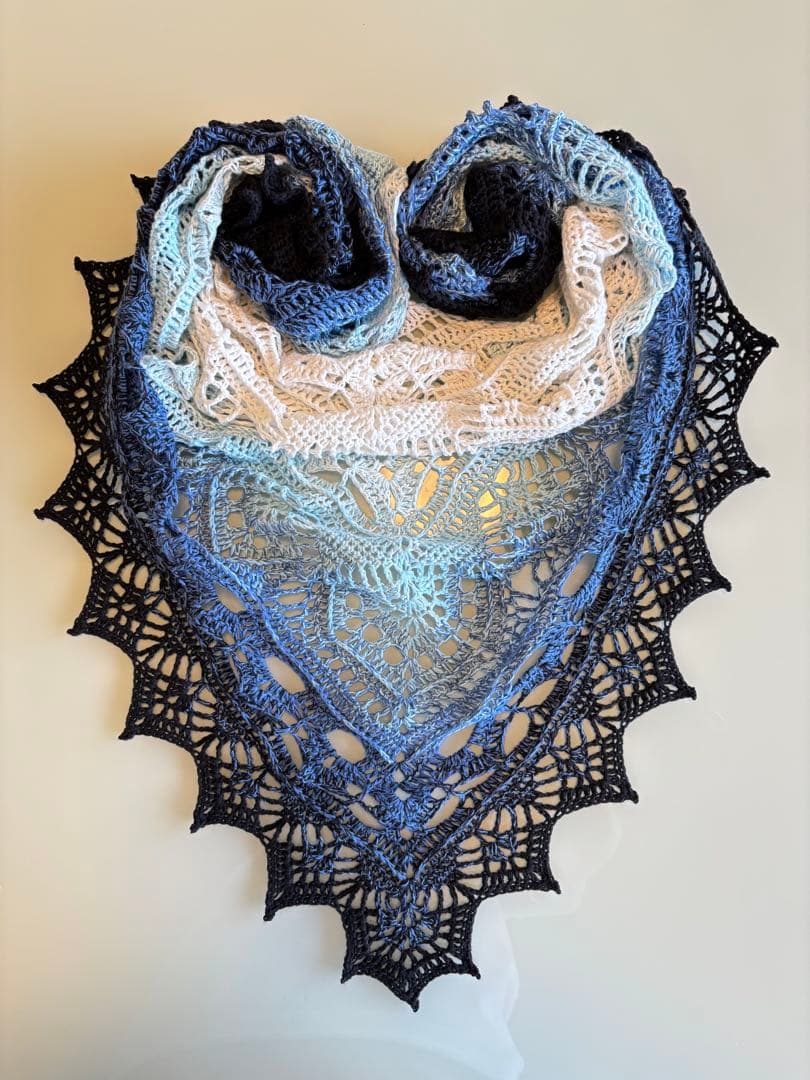 三角ショール　バレエショール　ブルー系　コットン100％　手洗・年中使用可　人気