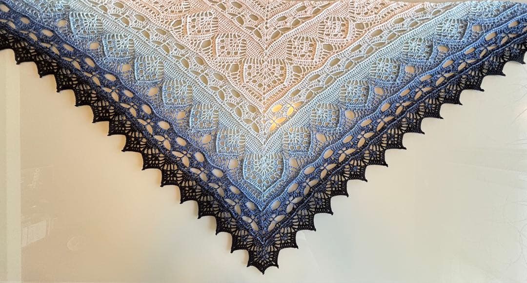 三角ショール　バレエショール　ブルー系　コットン100％　手洗・年中使用可　人気