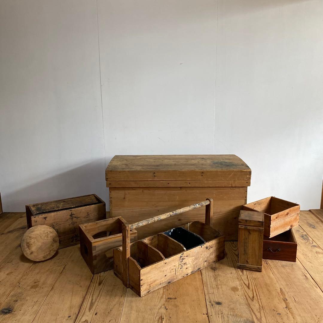 8点セット 木箱 雑貨 小物 古道具 民藝 ボックス y42