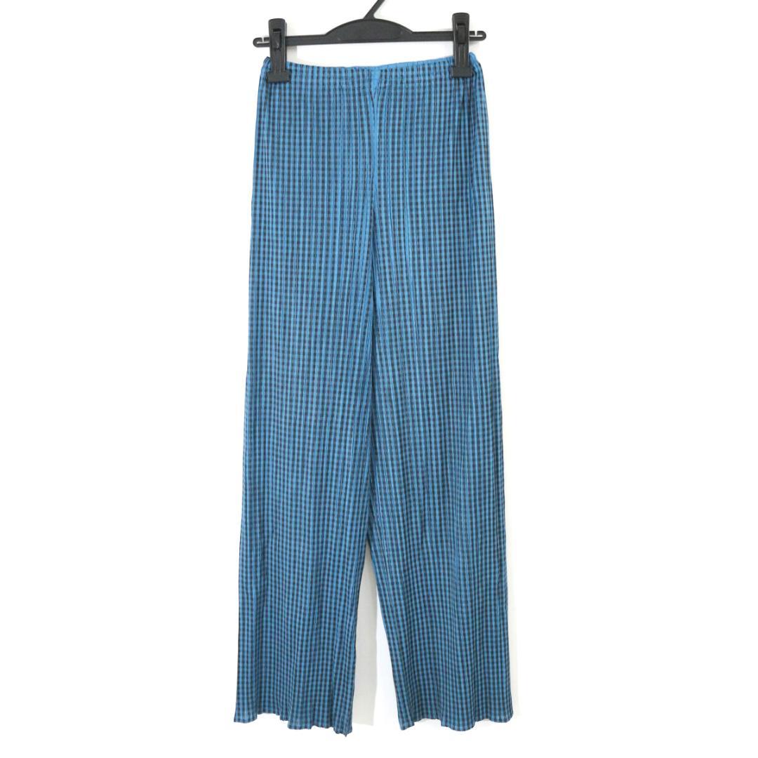 プリーツプリーズ 95AW ギンガムチェックプリントプリーツパンツ