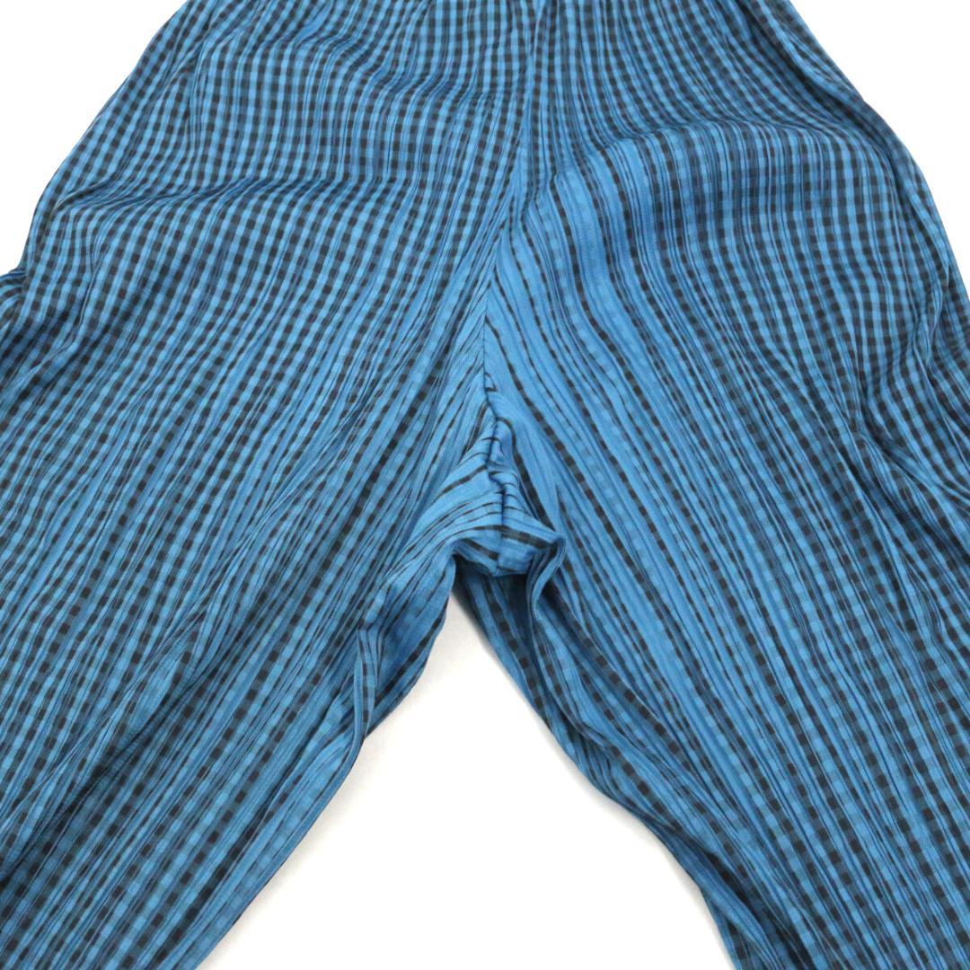 プリーツプリーズ 95AW ギンガムチェックプリントプリーツパンツ