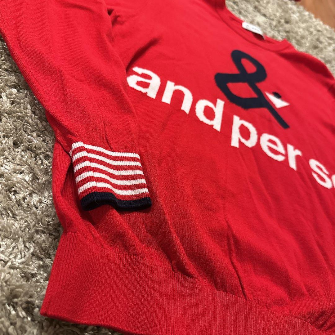 【新品相当】and per se アンパスィ 刺繍 レッドセーター