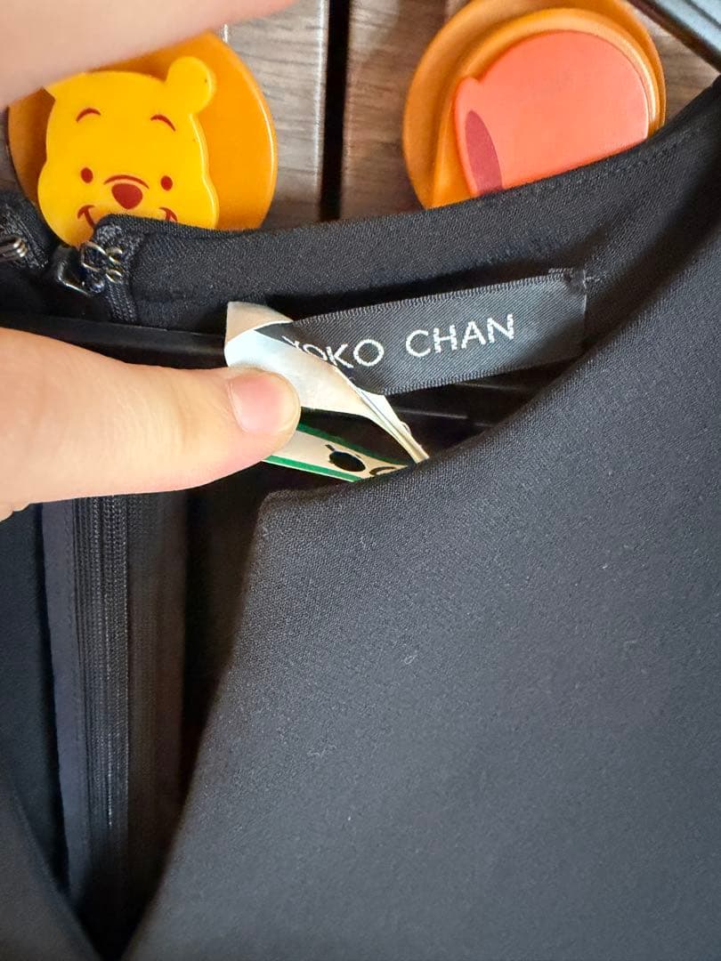 YOKO CHAN 黒 ひざ丈ワンピース 七分袖