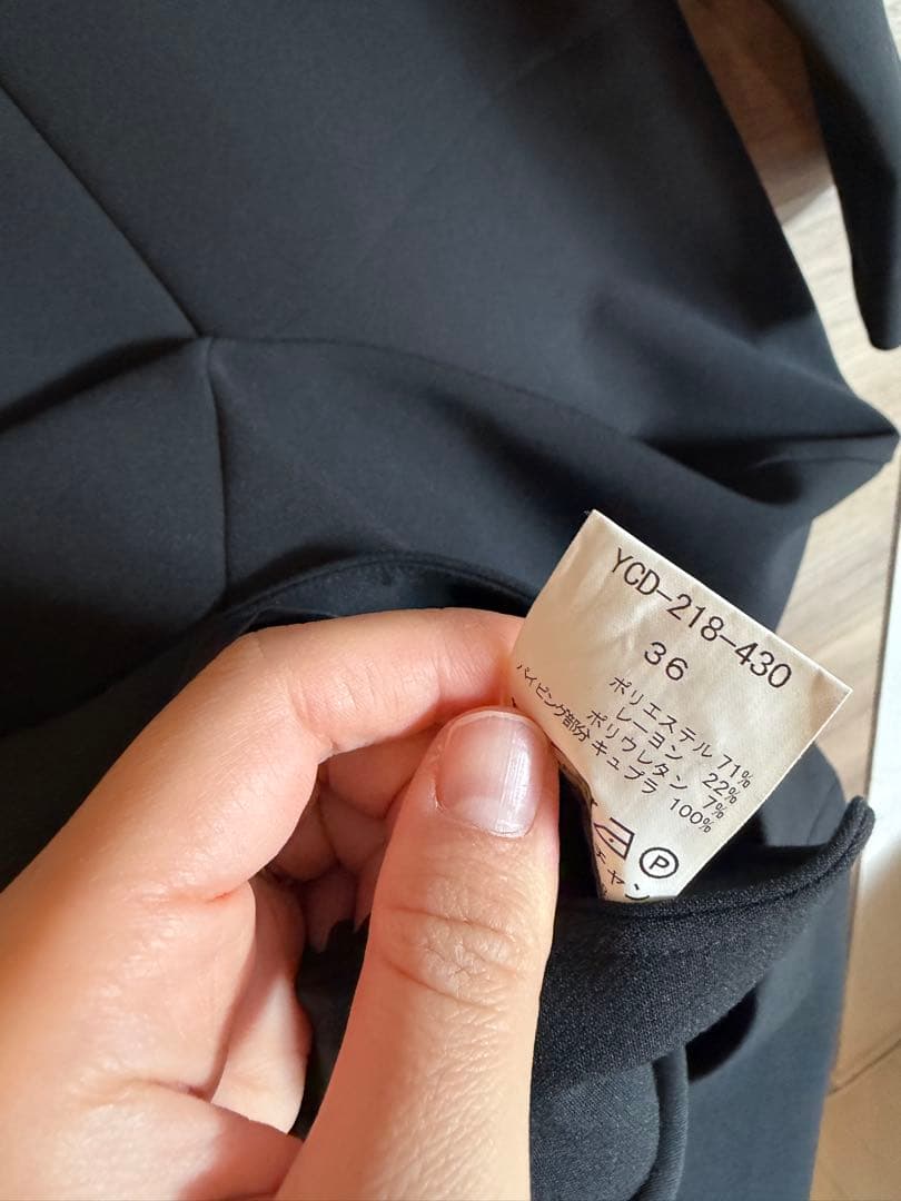 YOKO CHAN 黒 ひざ丈ワンピース 七分袖