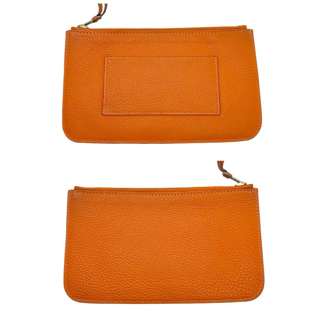 HERMES エルメス ドゴンGM オレンジ レザー長財布 小銭入れ レディース