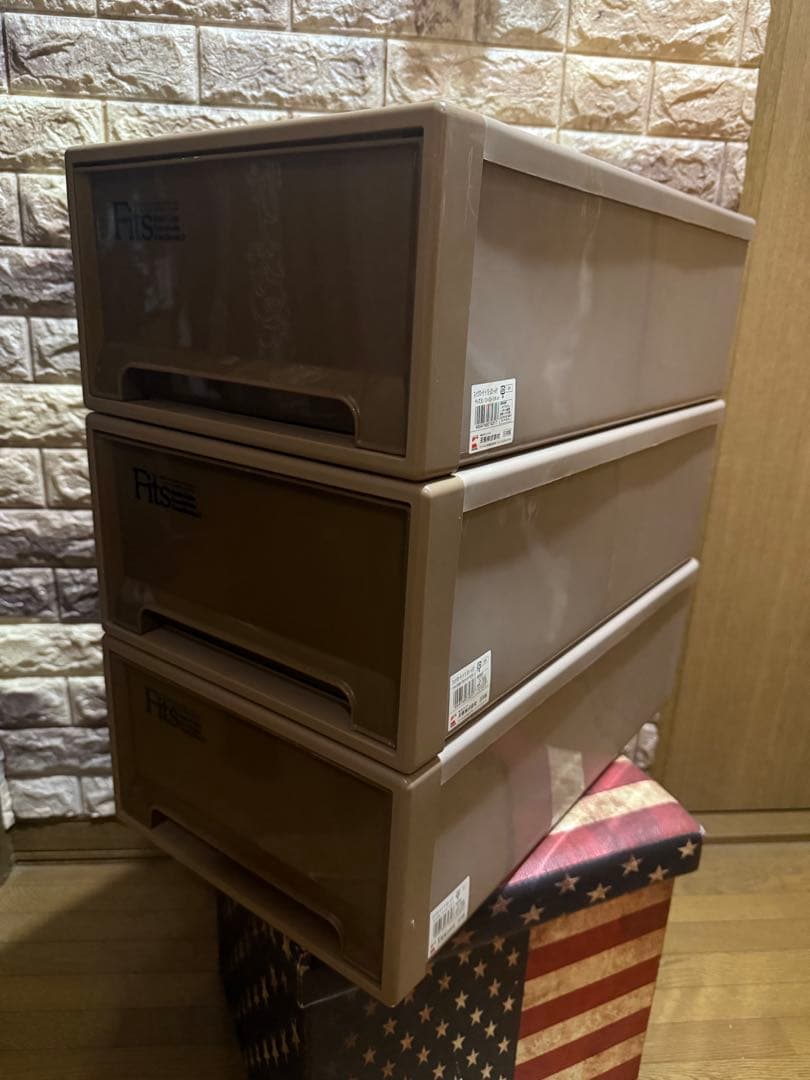 フィッツ Fits天馬 衣装ケース クローゼット 3個　ブラウン