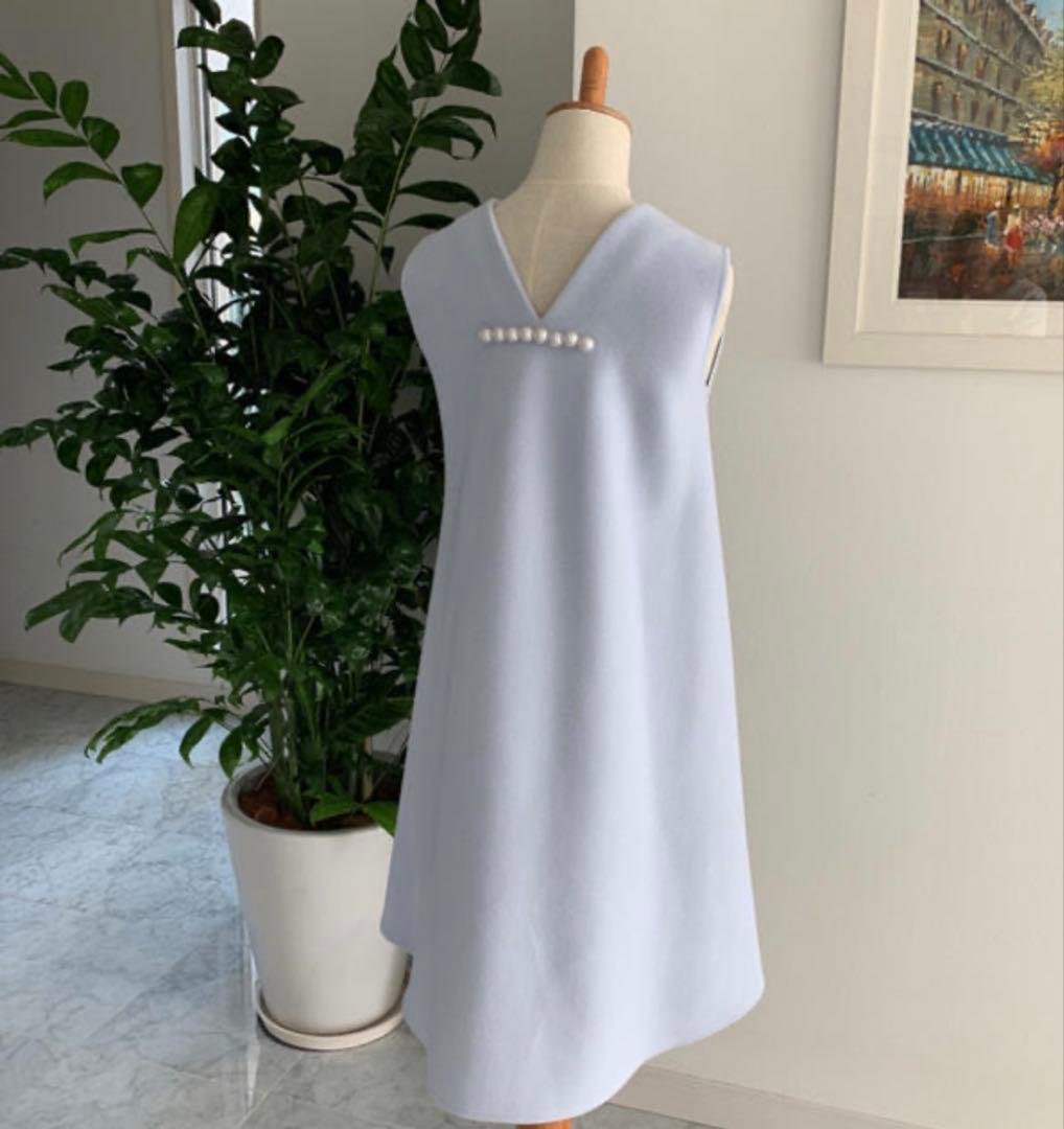 期間限定YOKOCHAN バックパールワンピース Aラインウールワンピース