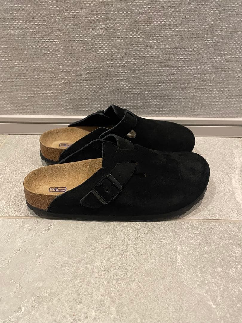 美品 ビルケンシュトック ボストン 38 ナロー　ブラックスエード 24.5