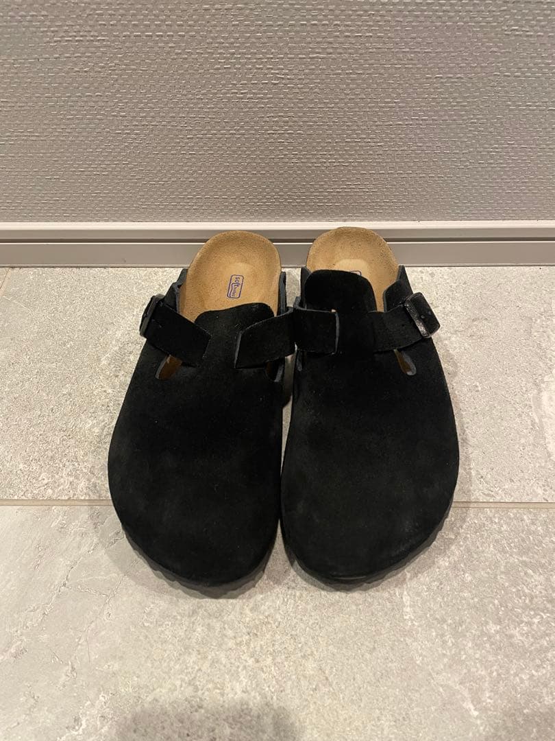 美品 ビルケンシュトック ボストン 38 ナロー　ブラックスエード 24.5