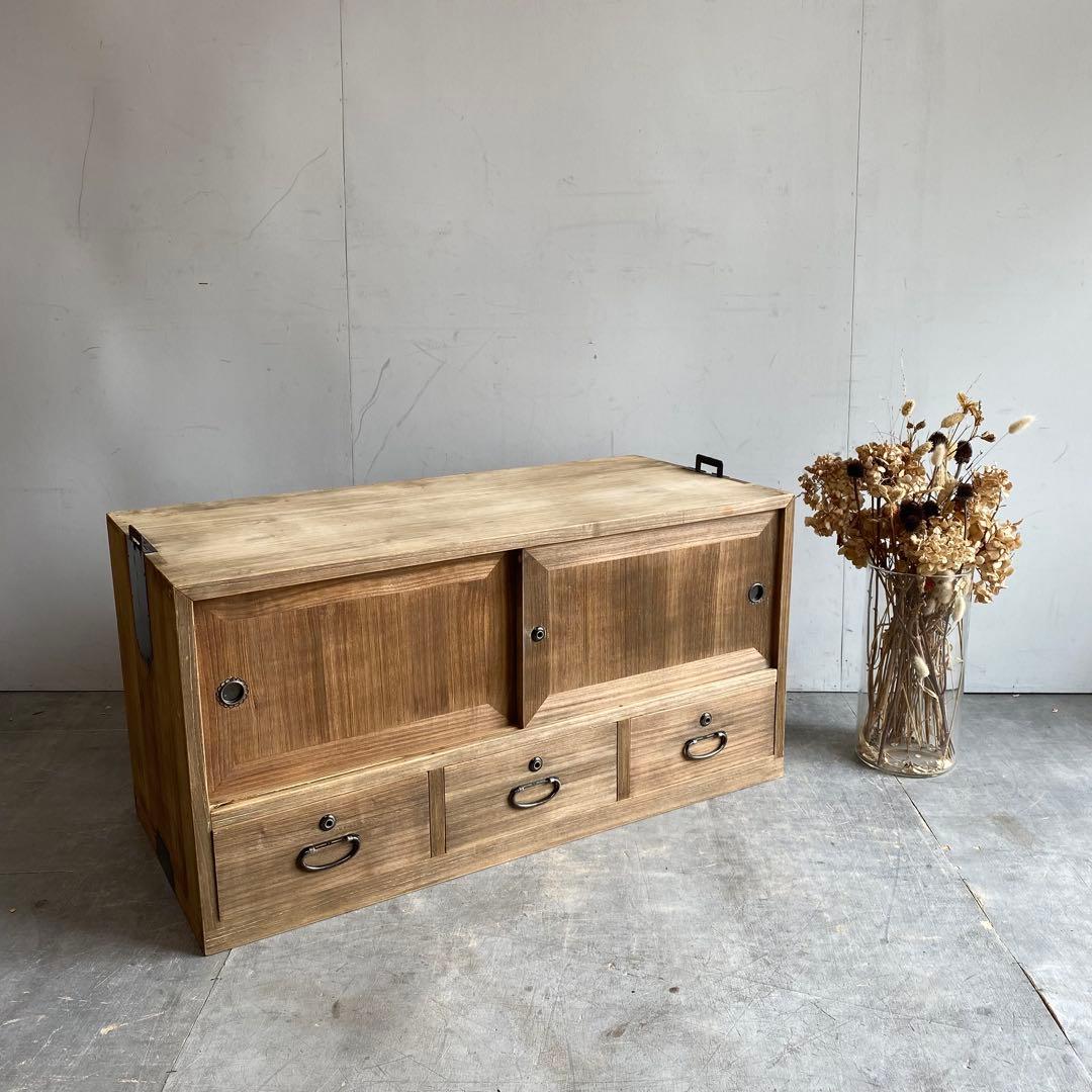 ヴィンテージ 箪笥 チェスト テレビ台 桐 杉 無塗装 昭和レトロ z434