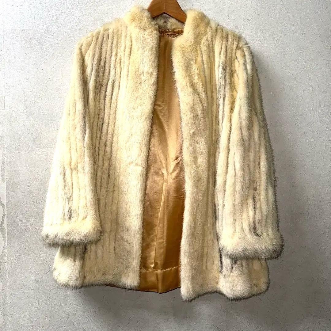 【美品】サファイアミンク　white mink ミドルコート　毛皮　M