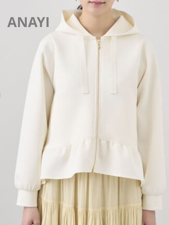 ANAYI　ダブルジャージーペプラムパーカー38