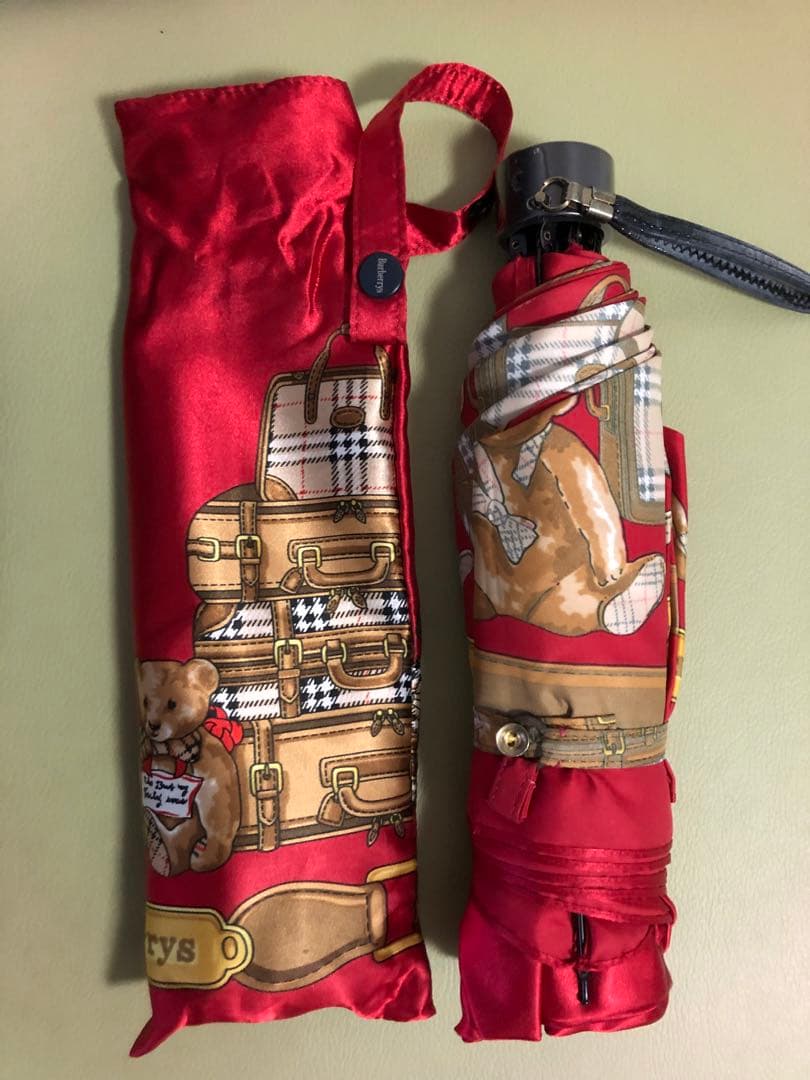 バーバリー　レディース折りたたみ傘　ベアー柄