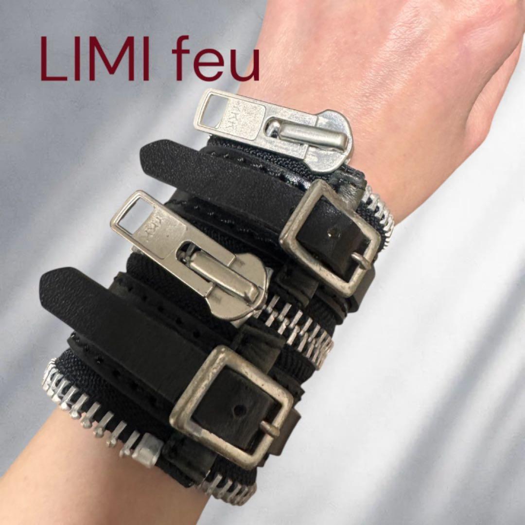 LIMI feu リミフゥ レザーブレスレット 黒　アーカイブ ヨウジ系