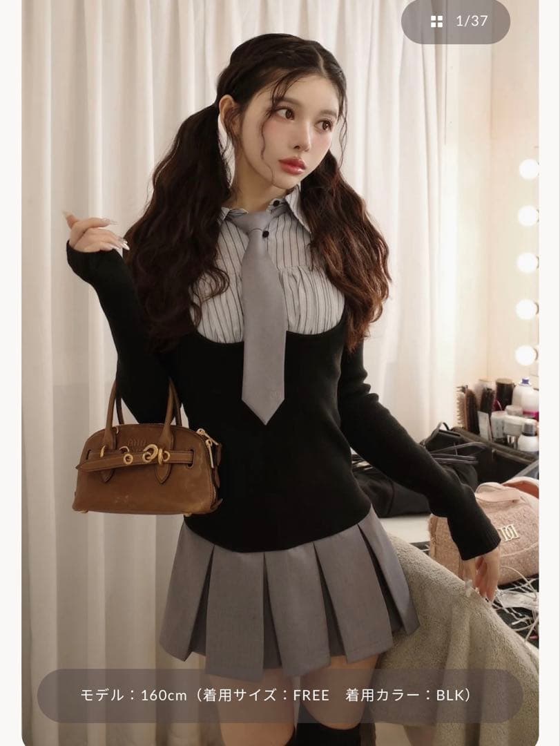 【Darich】シャツドッキングニットミニワンピース FREE