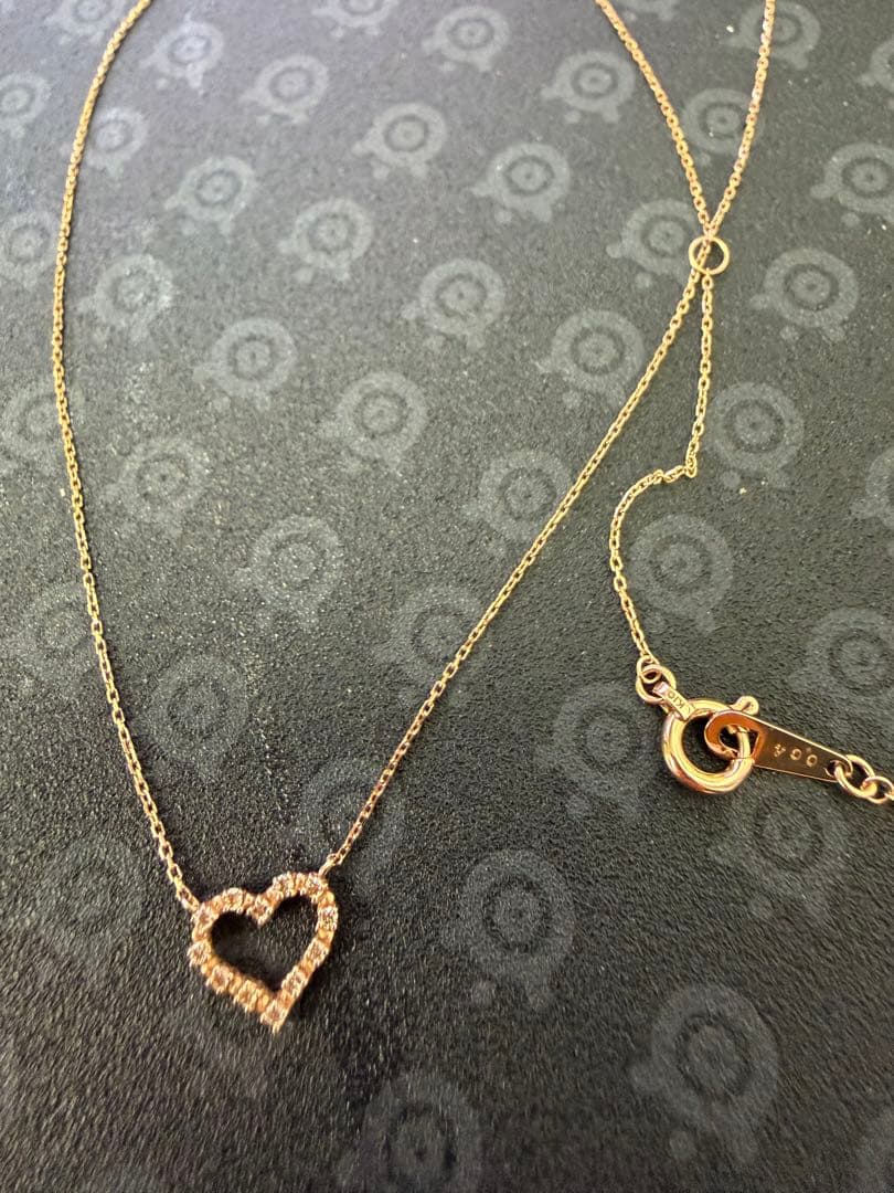 K10ハート型天然ダイヤモンドネックレス 10金