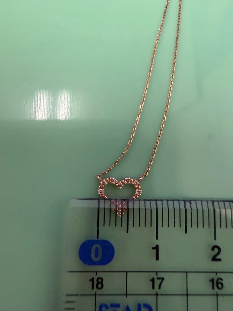 K10ハート型天然ダイヤモンドネックレス 10金