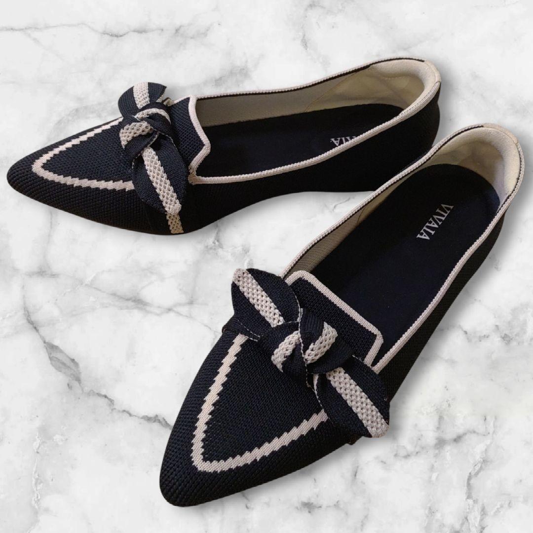 【極美品】VIVAIA Michelle ポインテッドトゥ リボン付きローファー