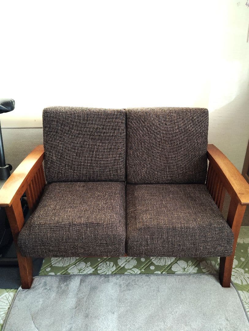 2人掛けソファ ブラウン アンティーク風