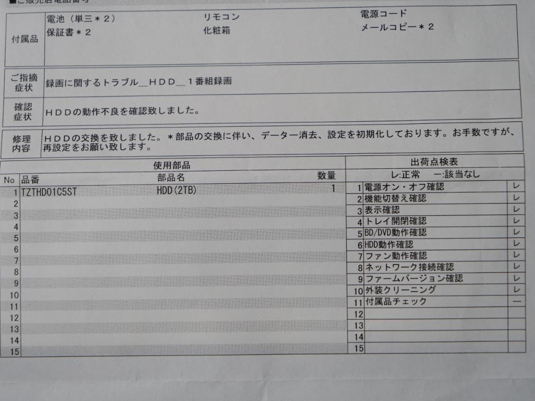 4Kディーガ　DMR-4TS204　BD・HDDレコーダー　HDD新品