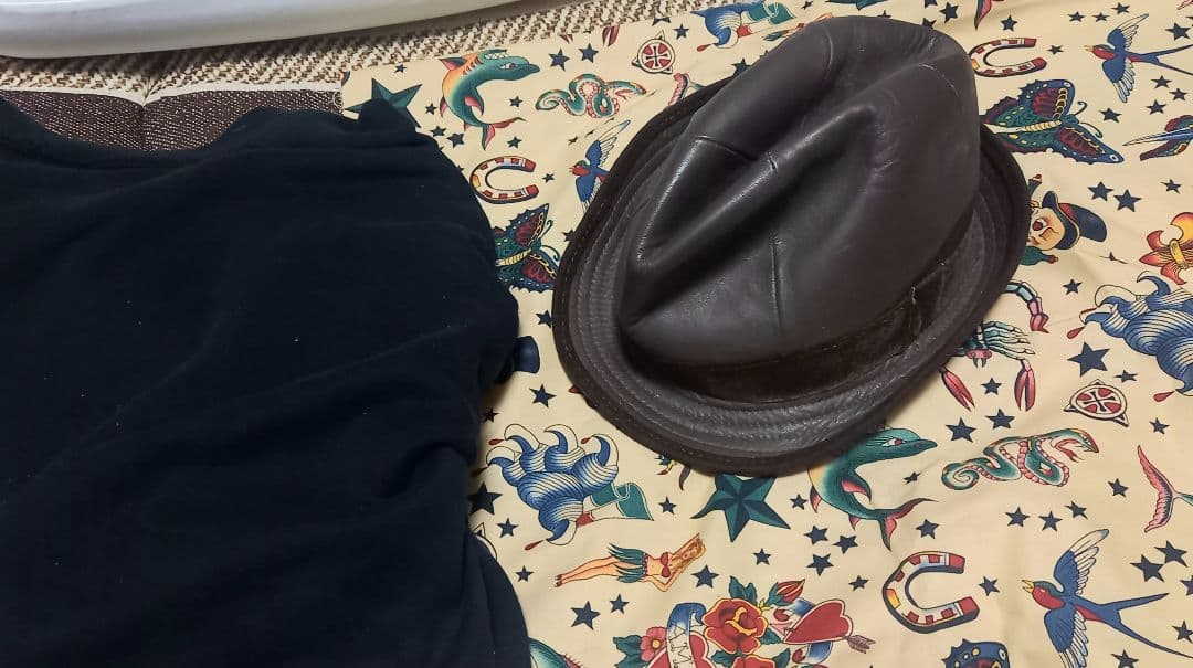 レザーハット　ヴィンテージ　Unknown　607080s フェルト