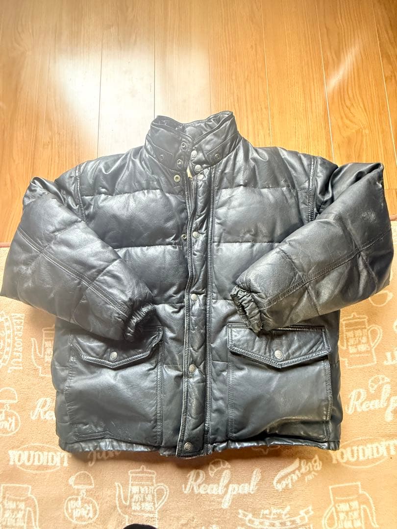 Harley Davidson ブラック ダウンジャケット　レザーダウン